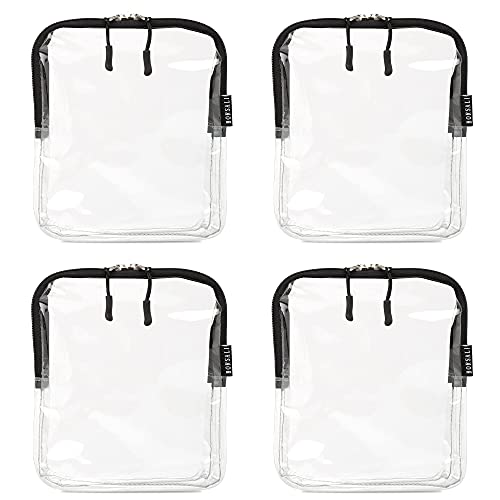 BORSALI Quart Size Bag TSA-Approved for Carry On Travel - One (1) Quart Clear Toiletires, Cosmetic and 3-1-1 Liquids Toiletry Bag - 4 Pack