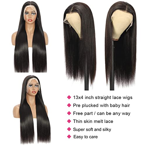 Miss Flower 250% Density HD Lace Front Wigs Human Hair 26Inch 15A Grade Real Full 13x4 Straight Lace Frontal Wigs Human Hair Pre Plucked For Black Women