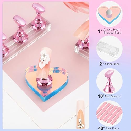 Nail Art Stand Kit with Magnetic Holders & Reusable Putty