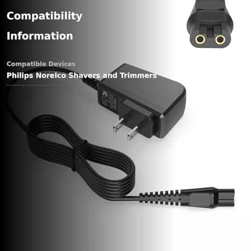 Superer 15V Charger Fit for Philips Norelco HQ8505 6000 7000 9000 Series, Multigroom MG5750 MG7750 MG7770 MG7790 QP6531 BG7030 BG7040 BG5025 S9987 Shaver Trimmer Power Cord Not for USB 5V Input Models
