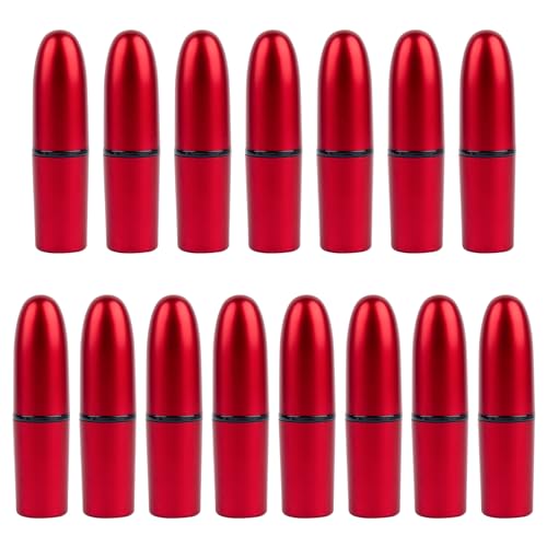 Empty Lipstick Tubes 15 Pack Red Bullet Shaped DIY Lip Balm