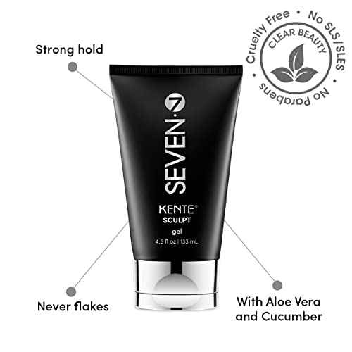 SEVEN Haircare KENTE SCULPT Hair Gel for Women & Men, Strong Hold Styling Gel with Aloe Vera & Cucumber, Alcohol-Free, Flake Free for Curly, Frizzy Hair, Made in USA, 4oz