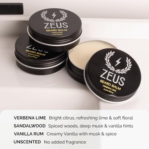 ZEUS Beard Balm Leave-In Conditioner, Beard Styling Grooming Balm with Natural Beeswax & Shea Butter (MADE IN USA) Verbena Lime