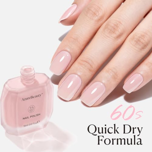 AzureBeauty 18ml Jelly Pink Nail Polish - Light Peach, Quick Dry, Long-Lasting
