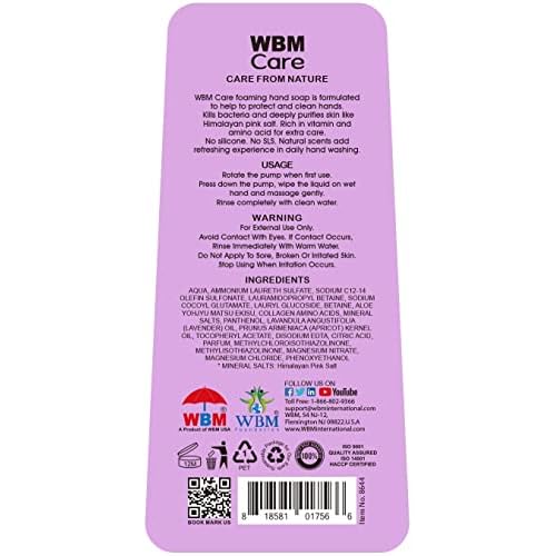 WBM Care Lavender Natural Foaming Soap Refills, Enriched with Almond Scent, Vitamin E & Amino Acid, Moisturizing & Nourishing, Hand Wash, 13.5 Oz/Each (Pack of 6)