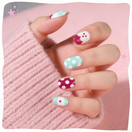 Plauva 192 Pieces Kids Press On Nails Set - 8 Styles for Girls
