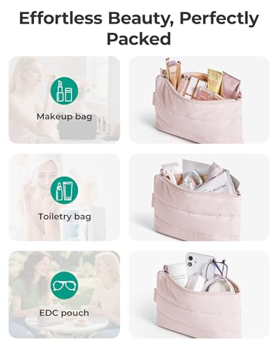 BAGSMART Camel Travel Organizer Pouch 1.6-Inch Slim Puffy Cosmetic Bag