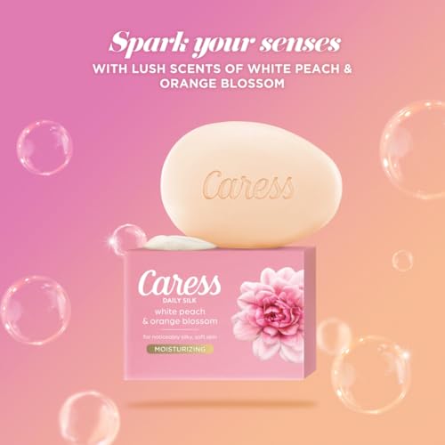 Caress Beauty Bar Soap For Noticeably Silky Soft Skin Daily Silk Extract and Floral Oil Essence 3.15 oz,(Pack of 6)