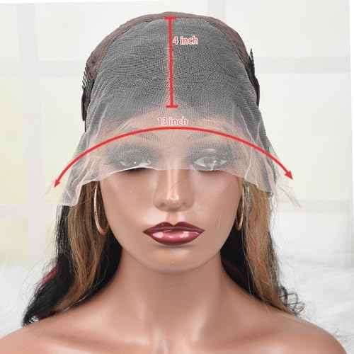 Black Red Blonde Highlight Wig Human Hair Body Wave Lace Front Wigs Human Hair Pre Plucked for Women 180% Density 13X4 HD Lace Frontal Blonde Red Highlights Glueless Colored Human Hair Wig 24 Inch