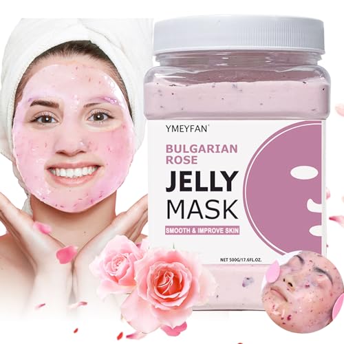 YMEYFAN Jelly Mask for Facial Professional - Bulgarian Rose Smooth Face Mask Skin Care, Hydrated Nourished Hydro Jelly Mask Powder, Gel Peel Off Mask for DIY Spa Salon, 17.6Fl Oz