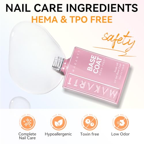 Makartt Hema-Free Gel Top & Base Coat Set 2 Pcs 15ml No Wipe - Hypoallergenic