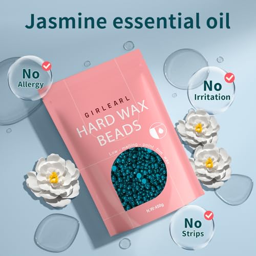 Hard Wax, Jasmine Infused Wax Beans for Sensitive Skin, 1lb, Wax for Hair Removal, Bikini, Legs, Eyebrow, Facial, Full Body Waxing for Women and Men