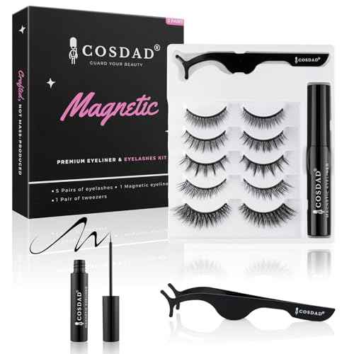 Magnetic Eyelashes with Eyeliner Kit ? Upgraded 10 Micro-Magnets, Natural Look, Reusable & Waterproof Lashes with Applicator ? Pesta?as Postizas Magn?ticas Naturales