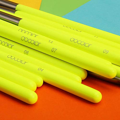 Docolor Neon Green 10Piece Makeup Brushes + 15Piece Eye Makeup Brushes Set Christmas Gift Premium Kabuki Foundation Blending Face Powder Synthetic Makeup Brushes Set