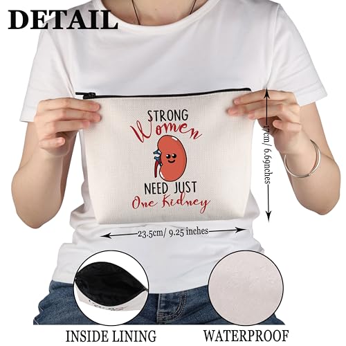 PWHAOO Kidney Donor Gift Strong Women Need Just One Kidney Makeup Bag Kidney Transplant Warrior Cosmetic Bag One Kidney Club Merch (Just One Kidney M)