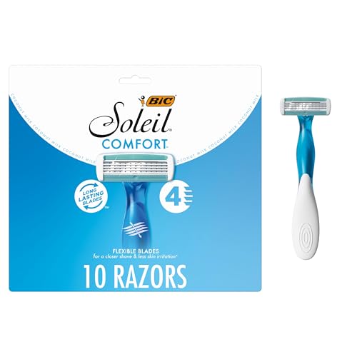 BIC Soleil 4 Disposable Razors, 4-Blade, 10-Pack for Smooth Shave