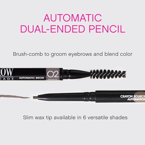 Vivienne Sab? Brow Arcade Eyebrow Pencil ? Micro Definer with Brush for Natural Shaping, Long-Wear Color for Full, Defined Arches, Shade 02 Chocolate Brown, 0.035 oz