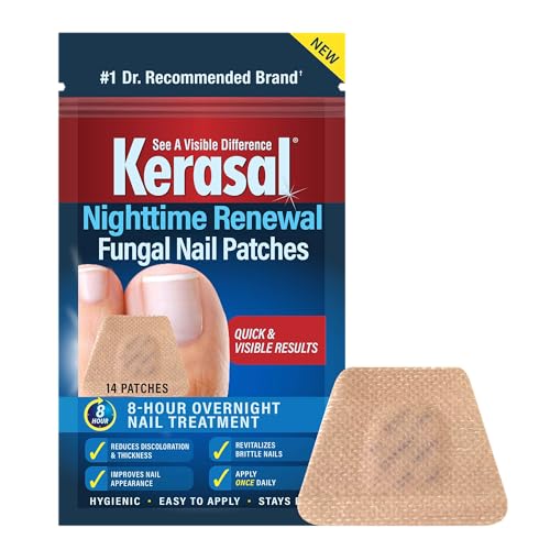 Kerasal Nighttime 14-Patch Nail Repair for Fungus Damage and 0.33oz Nail Renewal Solution with Tea Tree Oil