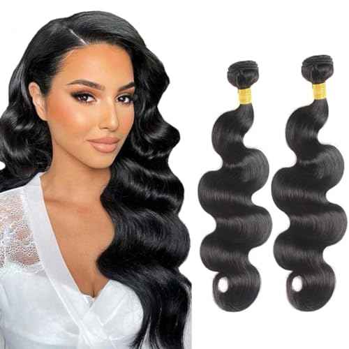 Body Wave Bundles Human Hair 18 18 Inch 2 Bundles 100% Unprocessed Brazilian virgin 12a Hair Natural Black Color 200G Per Pack