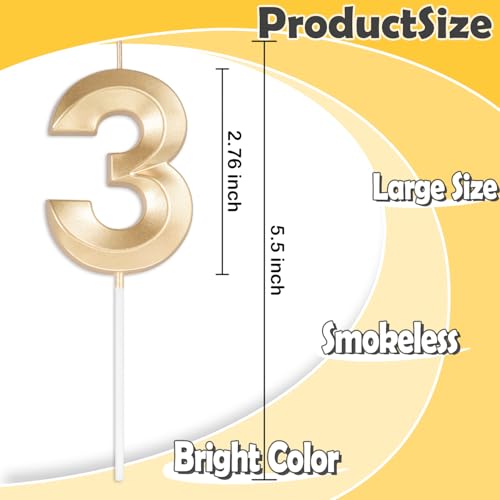 Light Gold 2.76 Inch Number 50 Candle for 50th Birthday Decorations, Men Women, Anniversary & Party