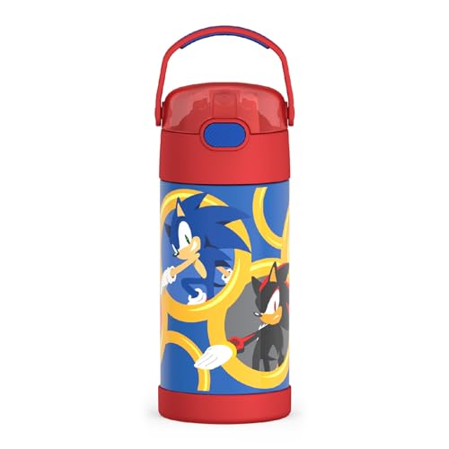 THERMOS FUNTAINER Water Bottle with Straw - 12 Ounce, Sonic the Hedgehog - Kids Stainless Steel Vacuum Insulated Water Bottle with Lid