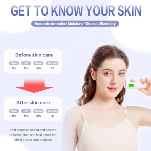 Skin Hydration Tester, Rechargeable Moisture & Oil Analyzer