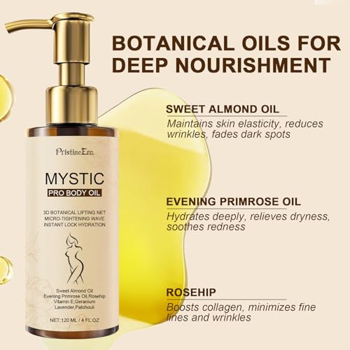 Mystic Body Firming Oil Deep Lasting Hydration and Firming Skin for Full Body Skin Tightening Body Oil After Shower 4.23 fl oz (Citrus)