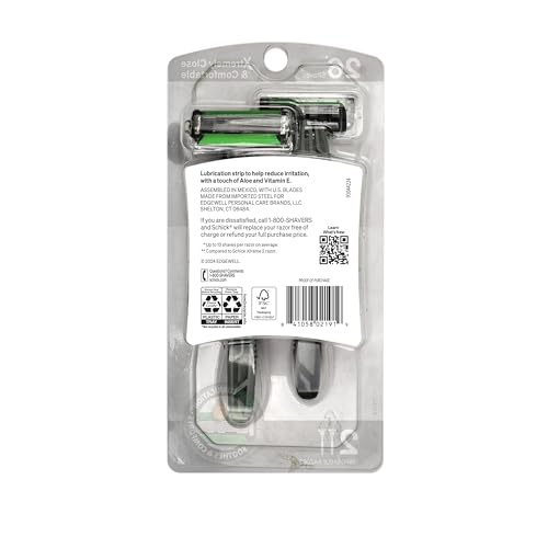 Schick Xtreme 5 Blade Disposable Razors for Men, 2 ct, Men's Sensitive Skin Razor Pack, Protects Skin from Irritation