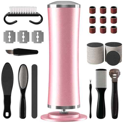 10-in-1 Electric Foot Callus Remover, Adjustable Speed Electric Callus Remover for Feet with 60 Sanding Pads, Foot Callus Remover, Heel Scraper for Cracked Heels (Rose Pink)