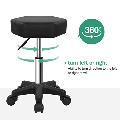 FURWOO Hexagon Rolling Stool Height Adjustable Salon Chair