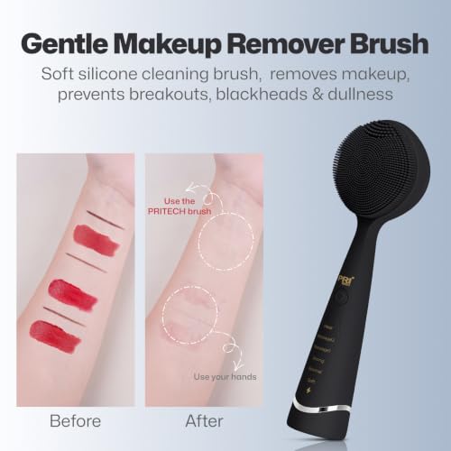 PRITECH Facial Cleansing Brush with Heat & Vibration | Rechargeable
