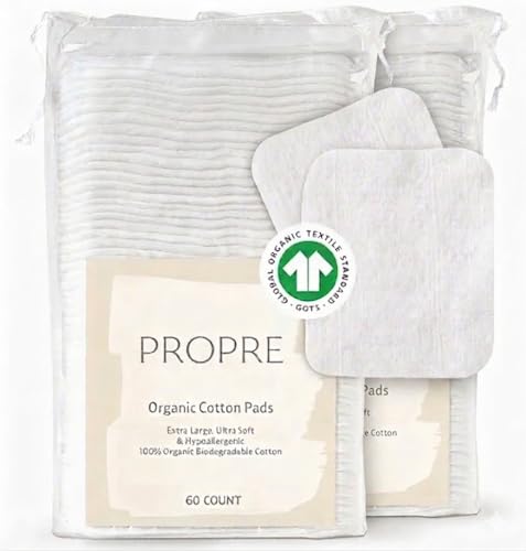 Organic Cotton Pads for Sensitive Skin - XL Biodegradable 2 Pack