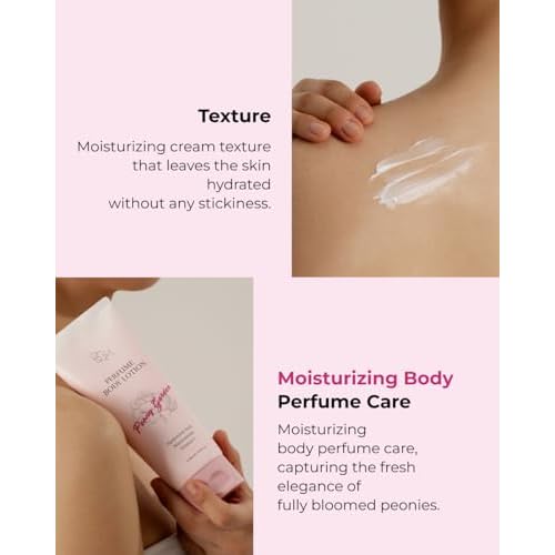 BOM Peony Garden Perfume Body Lotion 6.76 Fl Oz, Floral Scented Body Cream with Hyaluronic Acid, Niacinamide & Vitamin C, Long-Lasting Moisture & Fragrance, Non-Sticky & Smoothing, Korean Skincare