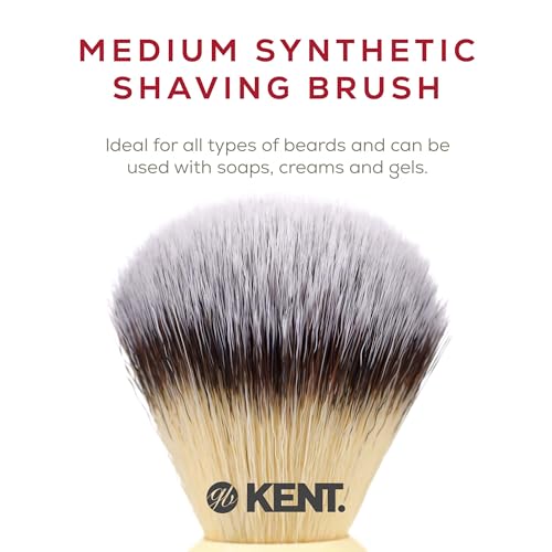 Kent BK4S Shaving Brush with Ultra-Soft Silvertext Synthetic Bristles and Faux Ivory Resin Handle to use with Shave Cream or Soap for a Perfect Lather. Luxury Shaving Since 1777, Made in England