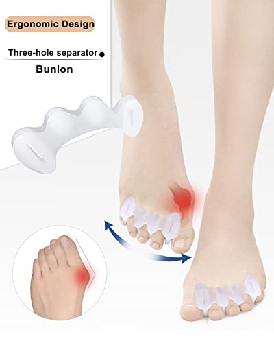 Silicone Toe Separators & Spacers for Bunion & Hammertoe Relief (2 Pairs)