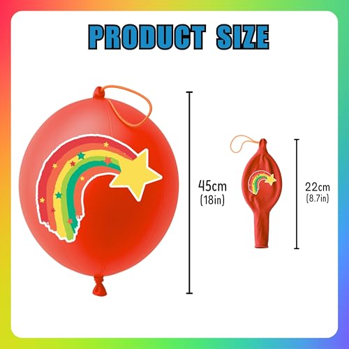 72 Pc Rainbow Party Favors Set - 24 Punch Balloons & 48 Tattoos