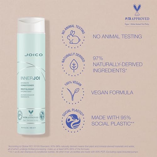 Joico InnerJoi Hydrate Conditioner | For Dry Hair & Scalp | Sulfate & Paraben Free | Naturally-Derived Vegan Formula