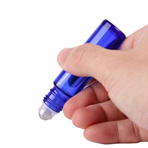 inice 4 Pack Essential Oil Roller Bottles 10ml Cobalt Blue Glass Bottles Stainless Steel Roll On Ball Applicator for Daily Care