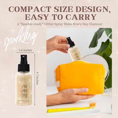 Body Glitter Spray, Body Shimmer Spray Quick Drying Body Glow Shimmer Long-Lasting Shiny Glitter for Women Men for Party, Concert 2.6 Fl Oz. (Light Copper)