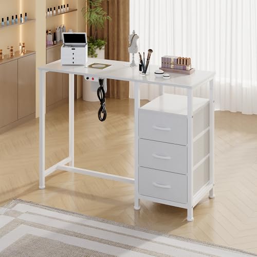 LIVEHOM Manicure Table with Dust Collector & 3 Drawers