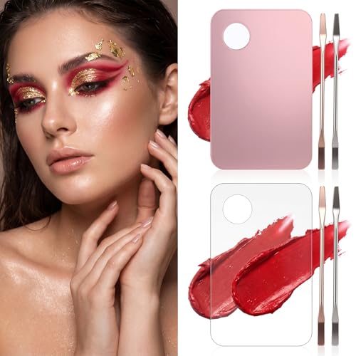 4Pcs Acrylic Makeup Palette with Spatula Set