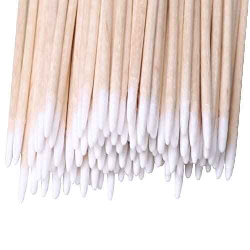 200pcs Pointed Cotton Swabs, 4 inch Precision Microblading Cotton Swab Cotton Sticks Applicator for Eyebrow Tattoo Beauty Make-up Nail Clean, Wood Handle Pointed Tip Head