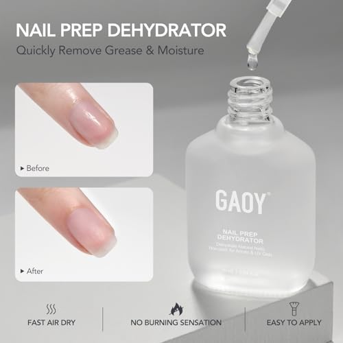 GAOY Nail Dehydrator & Primer with Gel Top Base Coat 16ml