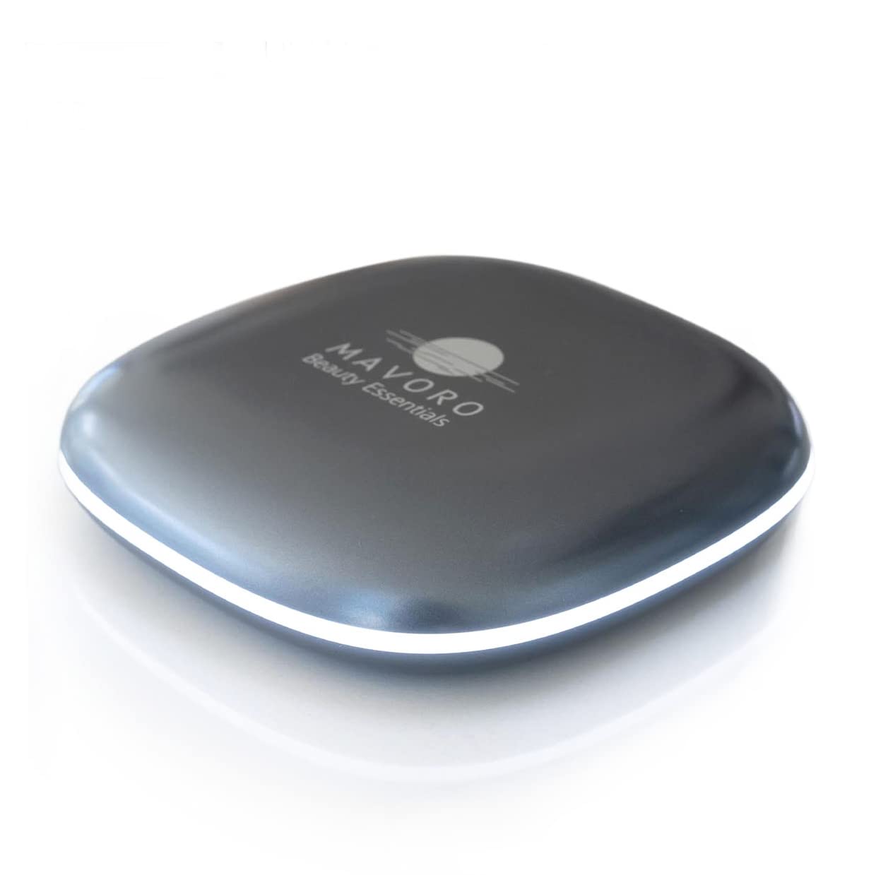 Mavoro LED Lighted Travel Makeup Mirror, Rechargeable, 1x/10x Magnification (Graphite Grey)