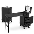 Portable Manicure Table with Drawers, Rolling Lockable Makeup Case