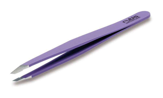 Rubis Classic Stainless Steel Slanted Tweezers with Satin-Finished Grip for Precise Eyebrows and Hair Removal, 1K1616, Mauve,Rubis Switzerland Swiss Made World Renowned Precision