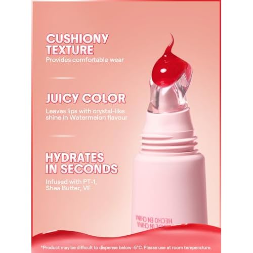 SHEGLAM Crystal Glaze Moisturizing Lip Gloss Hydrating Jelly Long Lasting Waterproof Plumping Lip Gloss-Watermelon Sorbet