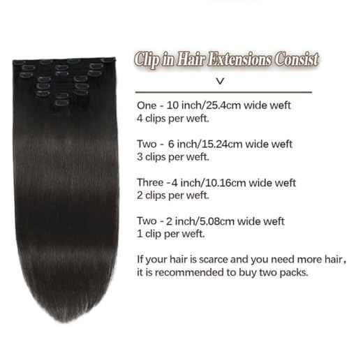 Clip In Hair Extensions Real Human Hair Straight Hair Clip in Human Hair Extensions Human Hair 1B Natural Black Silky Thick Real 100% Human Hair for Black Women Virgin Hair 120g 22 Inch