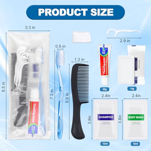50-Pack Travel Hygiene Kits with Toiletries & Floss Picks