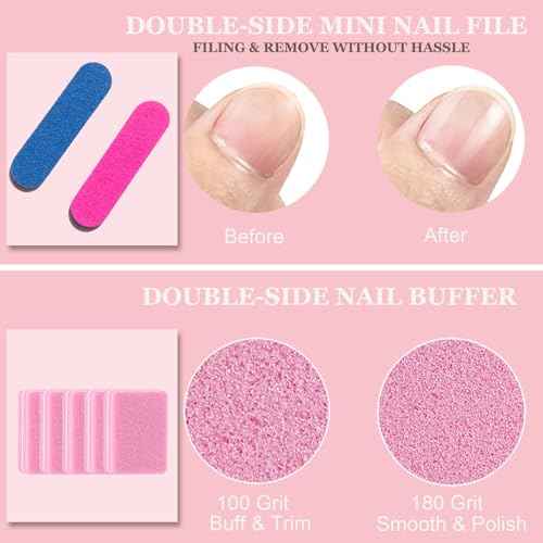 20PCS Press On Nail Tool Kit: Nail Prep Kit with Glue, Remover, Mini File, Buffer, Prep Pad, Adhesive Tabs, Wood Stick, Instruction Card